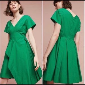 Anthro Maeve Seamed Poplin Origami Pleated Sz 8